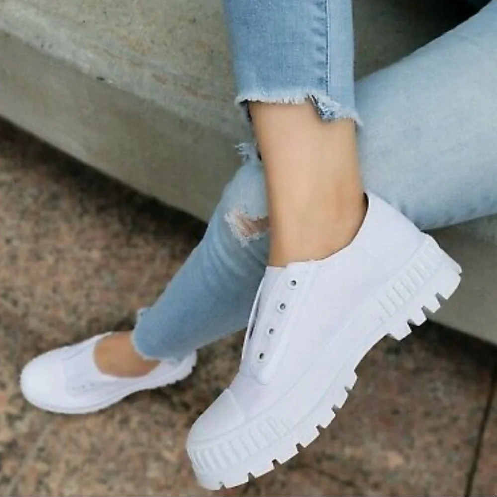 White canvas chunky sneaker - Picture 9 of 9